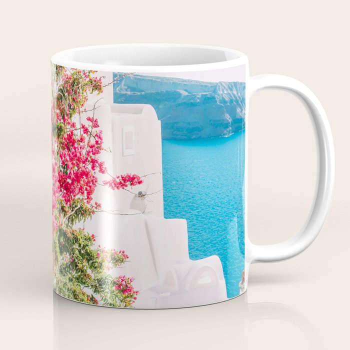 Blue Door in Santorini - Greece Travel Photography - Summer Island Coffee Mug Gallery Image 1
