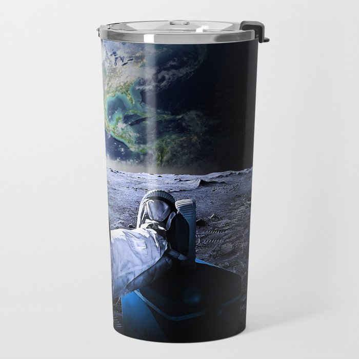 Astronaut on the Moon with beer Travel Mug Gallery Image 2