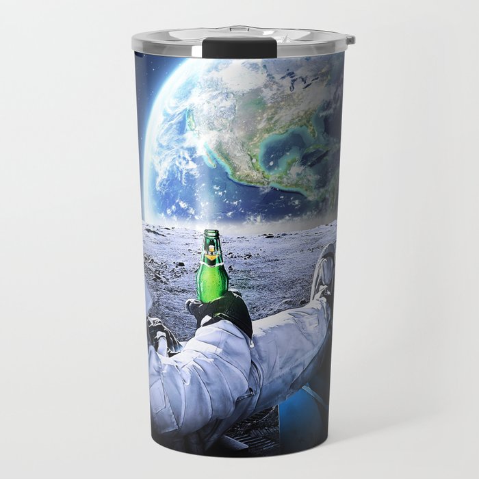 Astronaut on the Moon with beer Travel Mug Gallery Image 1