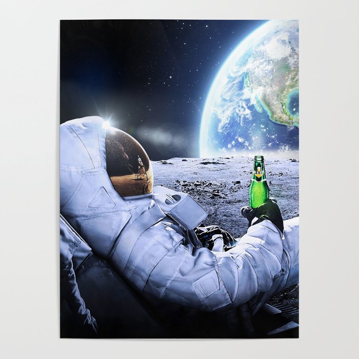 Astronaut on the Moon with beer Poster Gallery Image 4