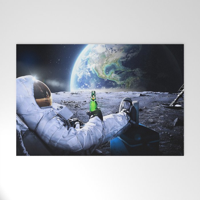 Astronaut on the Moon with beer Welcome Mat Gallery Image 1