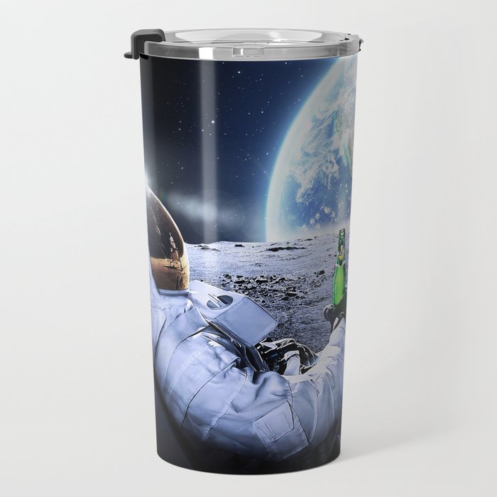 Astronaut on the Moon with beer Travel Mug Gallery Image 3