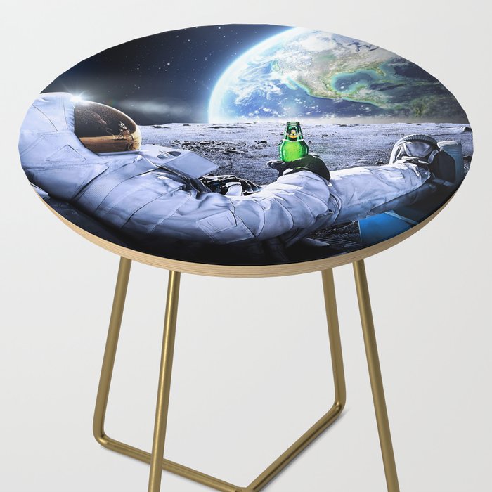 Astronaut on the Moon with beer Side Table Gallery Image 2