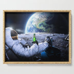 Astronaut on the Moon with beer Serving Tray Gallery Image 1