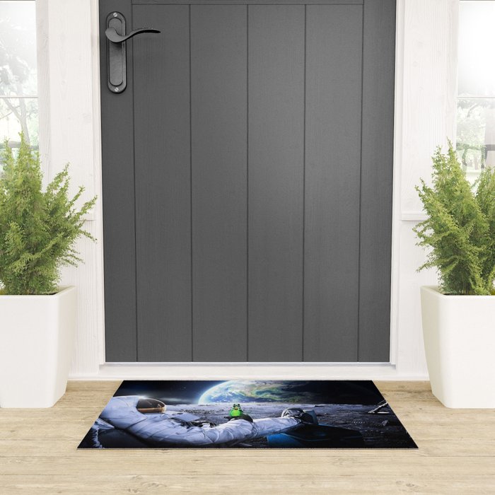 Astronaut on the Moon with beer Welcome Mat Gallery Image 3