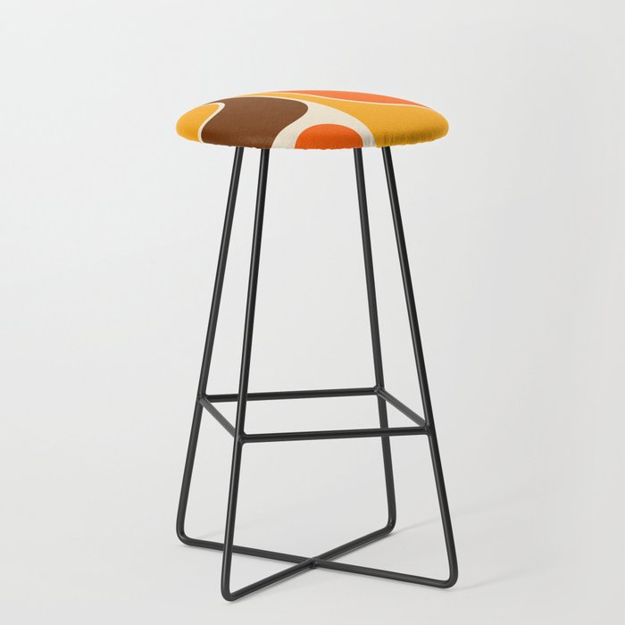 Retro 70s Style Geometric Design 664 Autumn Orange Yellow and Brown Stool Gallery Image 1
