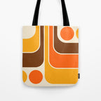 Retro 70s Style Geometric Design 664 Autumn Orange Yellow and Brown Tote Bag Gallery Image 1