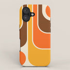 Retro 70s Style Geometric Design 664 Autumn Orange Yellow and Brown iPhone Case Gallery Image 1