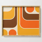 Retro 70s Style Geometric Design 664 Autumn Orange Yellow and Brown Serving Tray Gallery Image 1