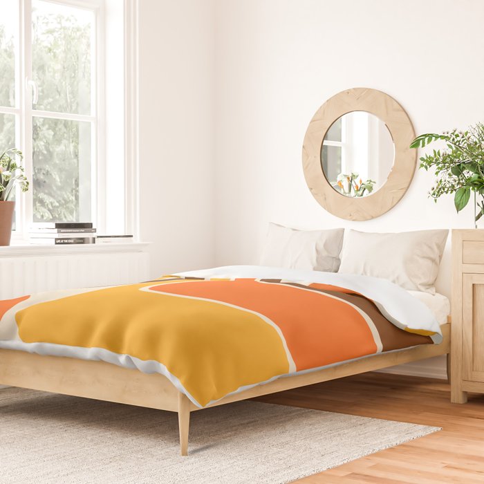 Retro 70s Style Geometric Design 664 Autumn Orange Yellow and Brown Duvet Cover Gallery Image 2