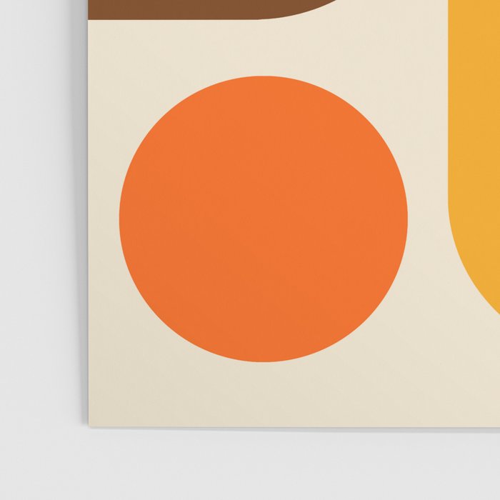 Retro 70s Style Geometric Design 664 Autumn Orange Yellow and Brown Poster Gallery Image 3