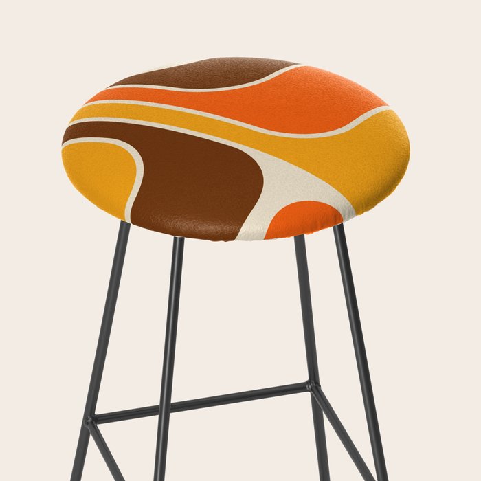 Retro 70s Style Geometric Design 664 Autumn Orange Yellow and Brown Stool Gallery Image 2