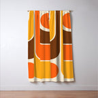 Retro 70s Style Geometric Design 664 Autumn Orange Yellow and Brown Window Curtain Gallery Image 3