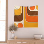 Retro 70s Style Geometric Design 664 Autumn Orange Yellow and Brown Wall Tapestry Gallery Image 2