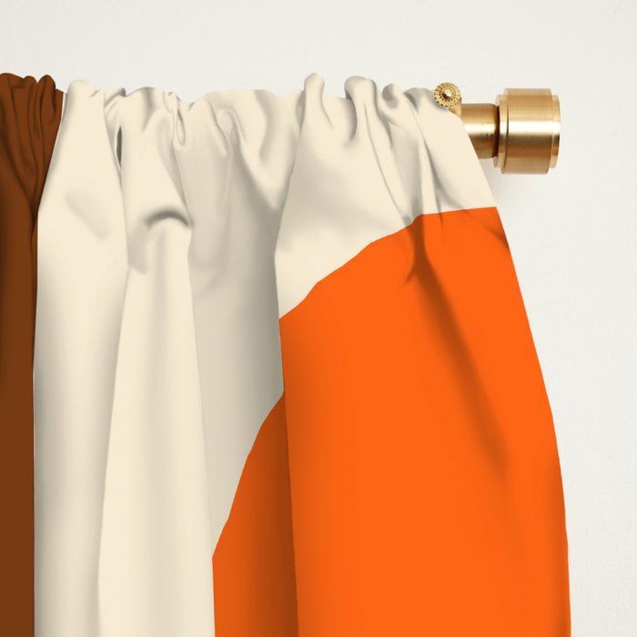 Retro 70s Style Geometric Design 664 Autumn Orange Yellow and Brown Window Curtain Gallery Image 2
