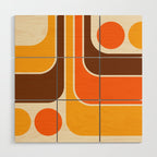 Retro 70s Style Geometric Design 664 Autumn Orange Yellow and Brown Wood Wall Art Gallery Image 1