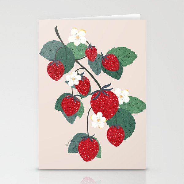 Strawberries and leaves Stationery Card Gallery Image 1