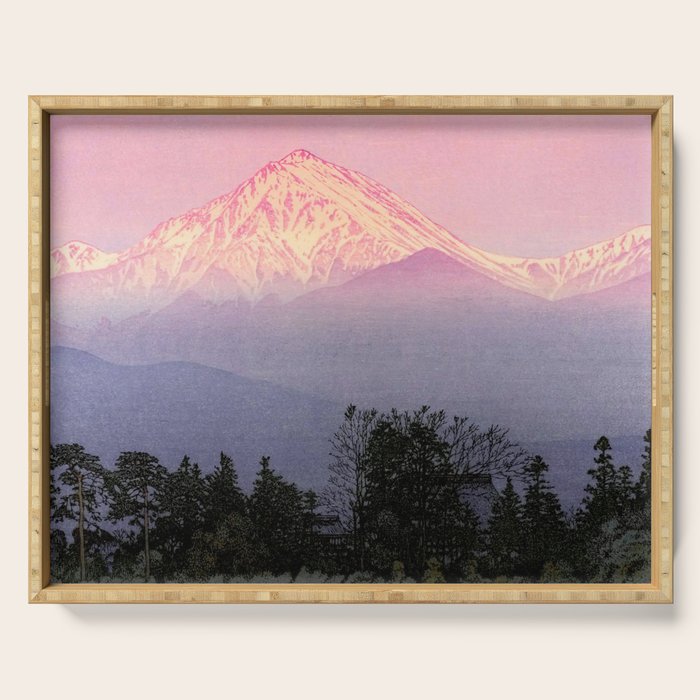 Yoshida Toshi 1911 - 1995 Azumino in Early Spring Japanese Woodblock Print  Serving Tray Gallery Image 1