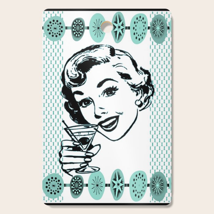 Mid-Century Modern Art Cocktail Teal Cutting Board Gallery Image 1