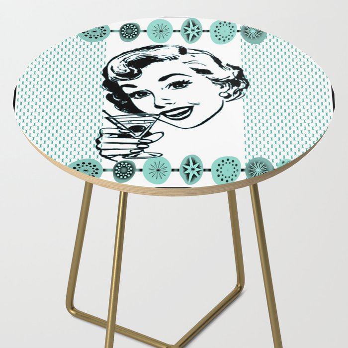 Mid-Century Modern Art Cocktail Teal Side Table Gallery Image 2