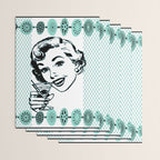 Mid-Century Modern Art Cocktail Teal Wrapping Paper Gallery Image 3