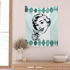 Mid-Century Modern Art Cocktail Teal Wall Tapestry Gallery Image 2