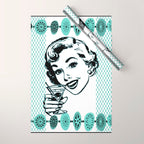 Mid-Century Modern Art Cocktail Teal Wrapping Paper Gallery Image 1