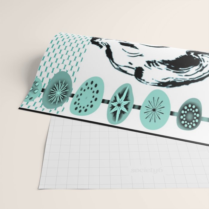 Mid-Century Modern Art Cocktail Teal Wrapping Paper Gallery Image 2