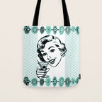 Mid-Century Modern Art Cocktail Teal Tote Bag Gallery Image 1