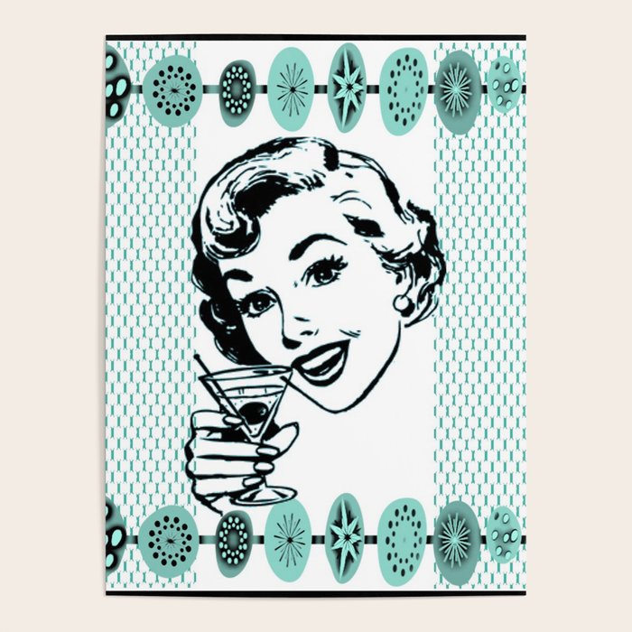 Mid-Century Modern Art Cocktail Teal Poster Gallery Image 4