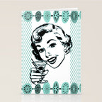 Mid-Century Modern Art Cocktail Teal Stationery Card Gallery Image 2