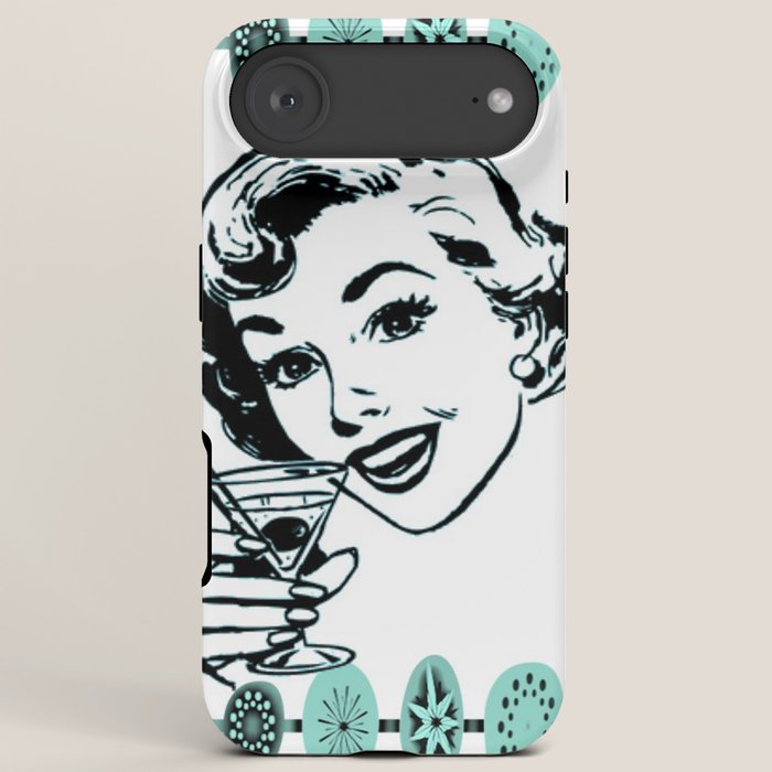 Mid-Century Modern Art Cocktail Teal iPhone Case Gallery Image 6