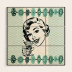 Mid-Century Modern Art Cocktail Teal Wood Wall Art Gallery Image 1