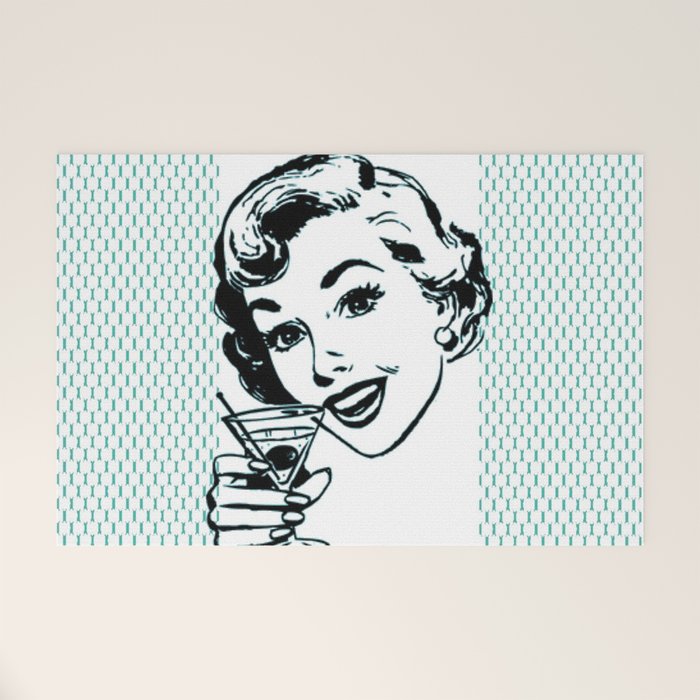 Mid-Century Modern Art Cocktail Teal Welcome Mat Gallery Image 1