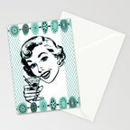 Mid-Century Modern Art Cocktail Teal Stationery Card Gallery Image 2