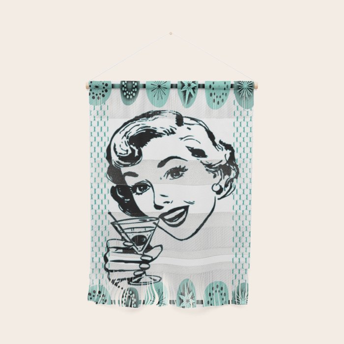 Mid-Century Modern Art Cocktail Teal Wall Hanging Gallery Image 1