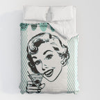 Mid-Century Modern Art Cocktail Teal Duvet Cover Gallery Image 6