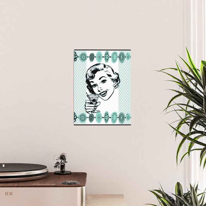 Mid-Century Modern Art Cocktail Teal Poster Gallery Image 2