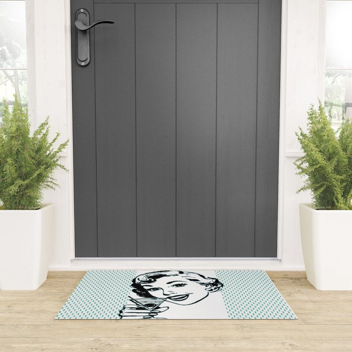 Mid-Century Modern Art Cocktail Teal Welcome Mat Gallery Image 3