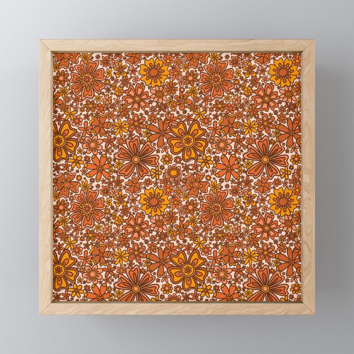 Groovy Sunflower Print in Cream Mini Art Print Gallery Image 1