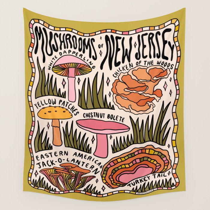 Mushrooms of New Jersey Wall Tapestry Gallery Image 4