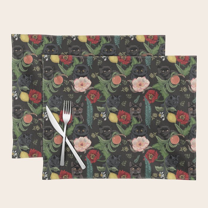 Botanical and Black Cats Placemat Gallery Image 1