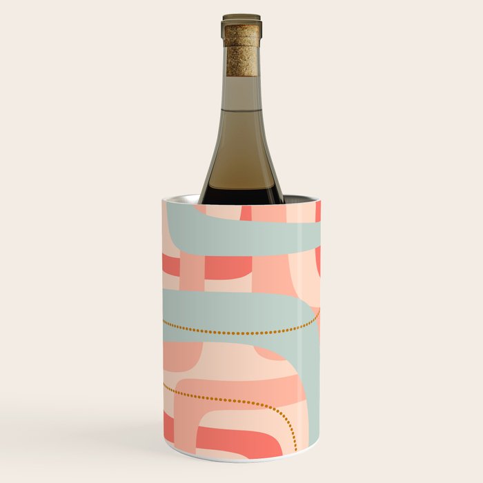 Loops and Dots Midcentury Modern Pastel Pattern in Blush Coral, Aqua Mint, and Ochre Wine Chiller Gallery Image 2