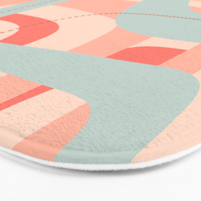 Loops and Dots Midcentury Modern Pastel Pattern in Blush Coral, Aqua Mint, and Ochre Bath Mat Gallery Image 3