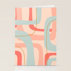 Loops and Dots Midcentury Modern Pastel Pattern in Blush Coral, Aqua Mint, and Ochre Stationery Card Gallery Image 2