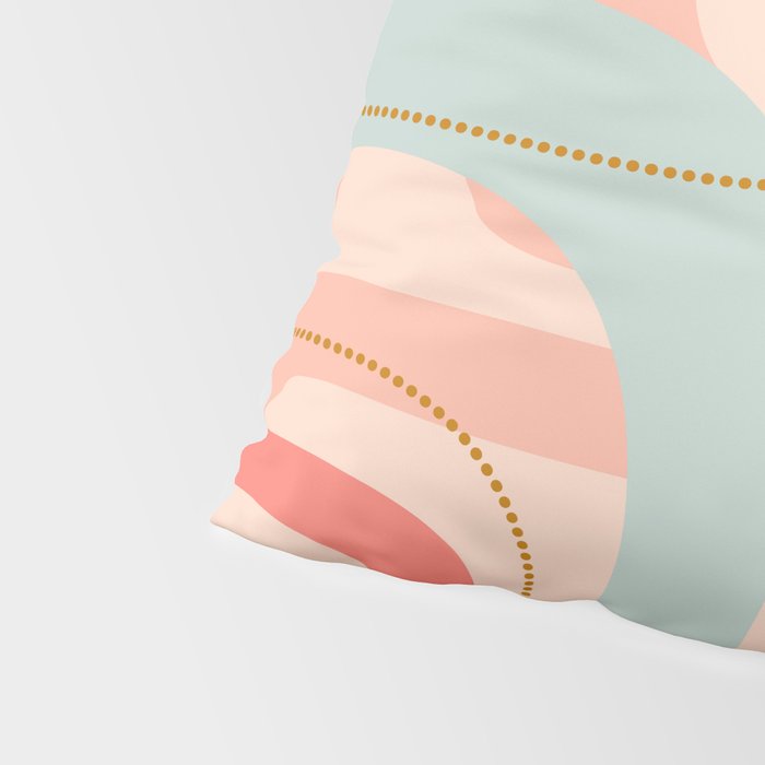 Loops and Dots Midcentury Modern Pastel Pattern in Blush Coral, Aqua Mint, and Ochre Pillow Sham Gallery Image 4