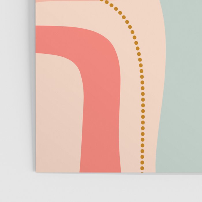 Loops and Dots Midcentury Modern Pastel Pattern in Blush Coral, Aqua Mint, and Ochre Poster Gallery Image 3
