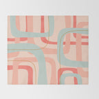 Loops and Dots Midcentury Modern Pastel Pattern in Blush Coral, Aqua Mint, and Ochre Throw Blanket Gallery Image 2