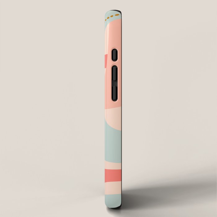 Loops and Dots Midcentury Modern Pastel Pattern in Blush Coral, Aqua Mint, and Ochre iPhone Case Gallery Image 2
