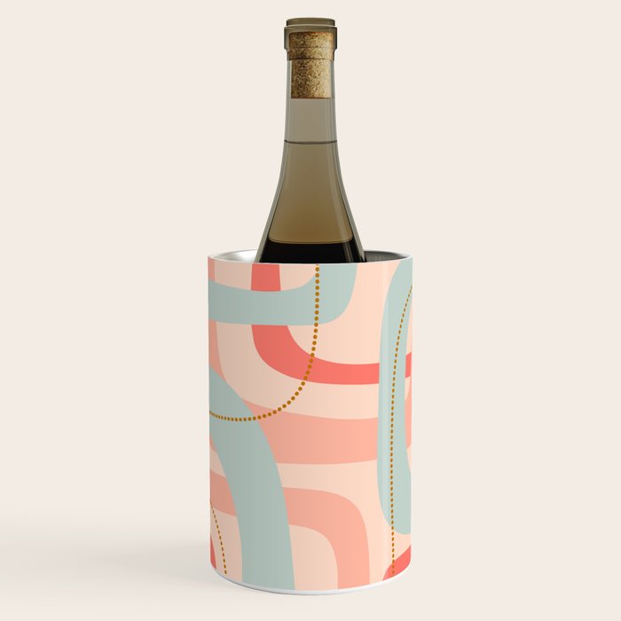 Loops and Dots Midcentury Modern Pastel Pattern in Blush Coral, Aqua Mint, and Ochre Wine Chiller Gallery Image 1